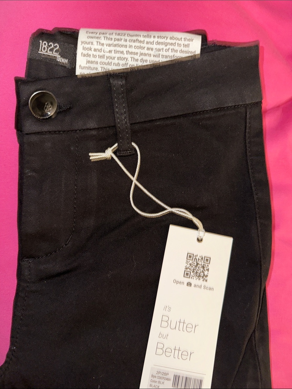 1822 Denim Black Skinny Butter jeans Sz 2 stretch to sz 4. Gorgeous black